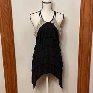 Free People Black Tunic with Cream Lace